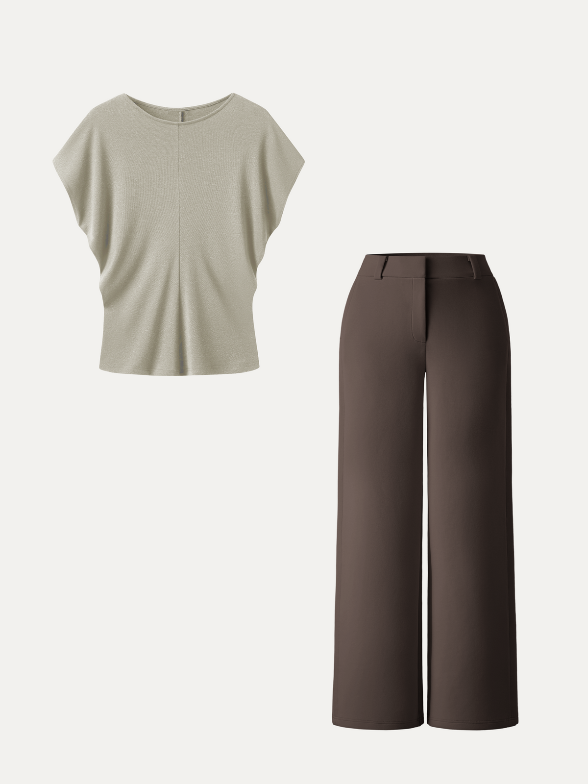 OGLmove Women's Relaxed Top and Mid-Rise Wide-Leg Trousers Set