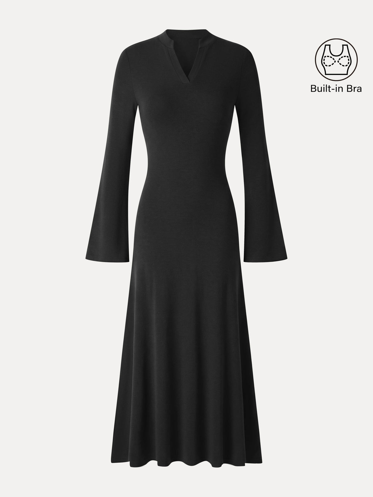 OGLmove Women's Eco-Mousse® V-Neck Long Sleeve Flowy Midi Dress