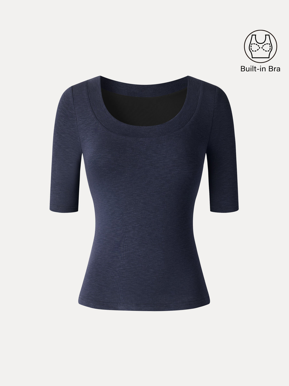 OGLmove Women's Eco-Mousse Slub U-Neck Elbow Sleeve Bra Top