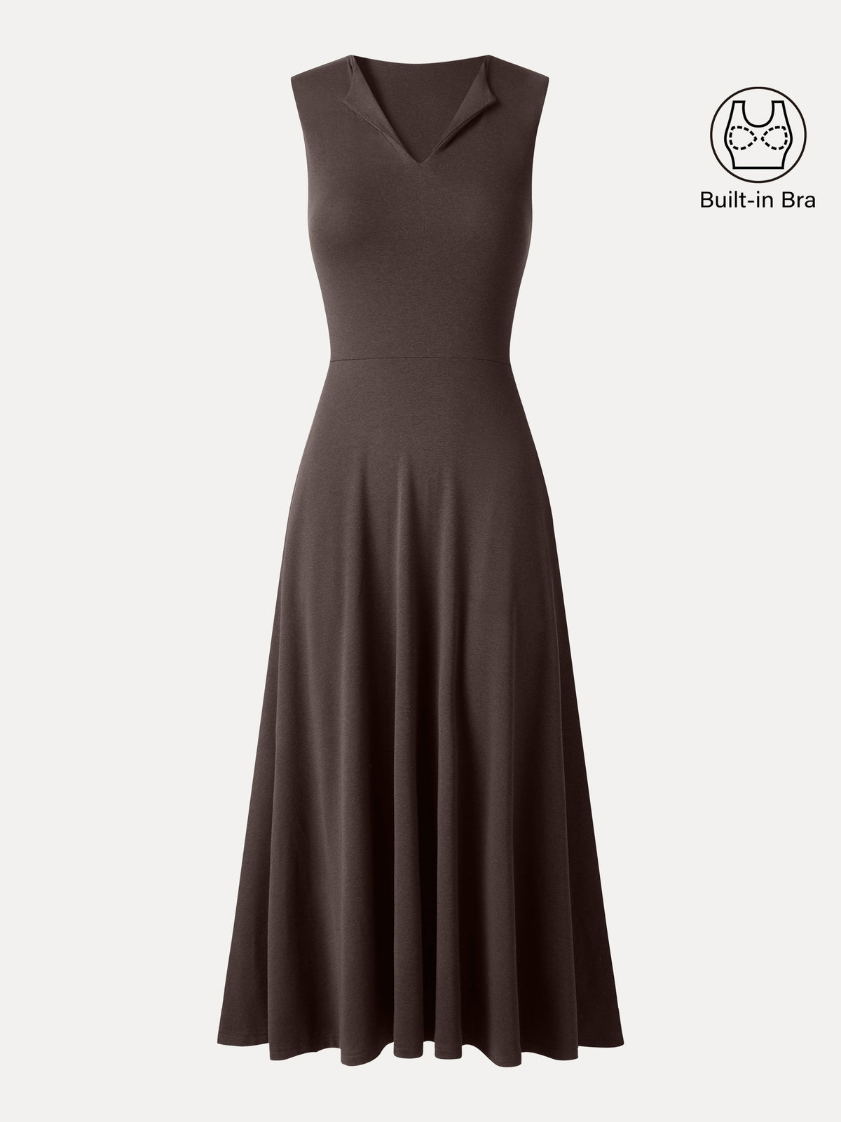 OGLmove Women's Collared V-Neck Ribbed Bra Midi Dress