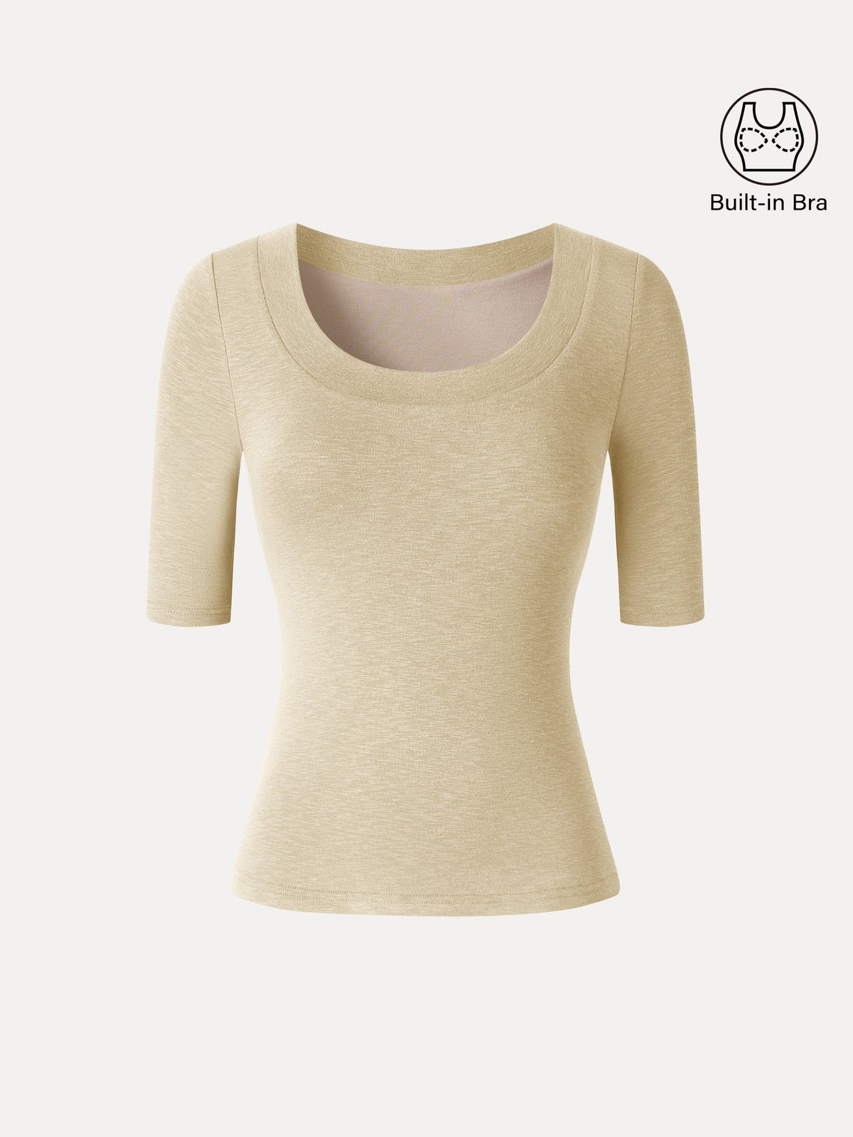 OGLmove Women's Eco-Mousse® Slub U-Neck Elbow Sleeve Bra Top