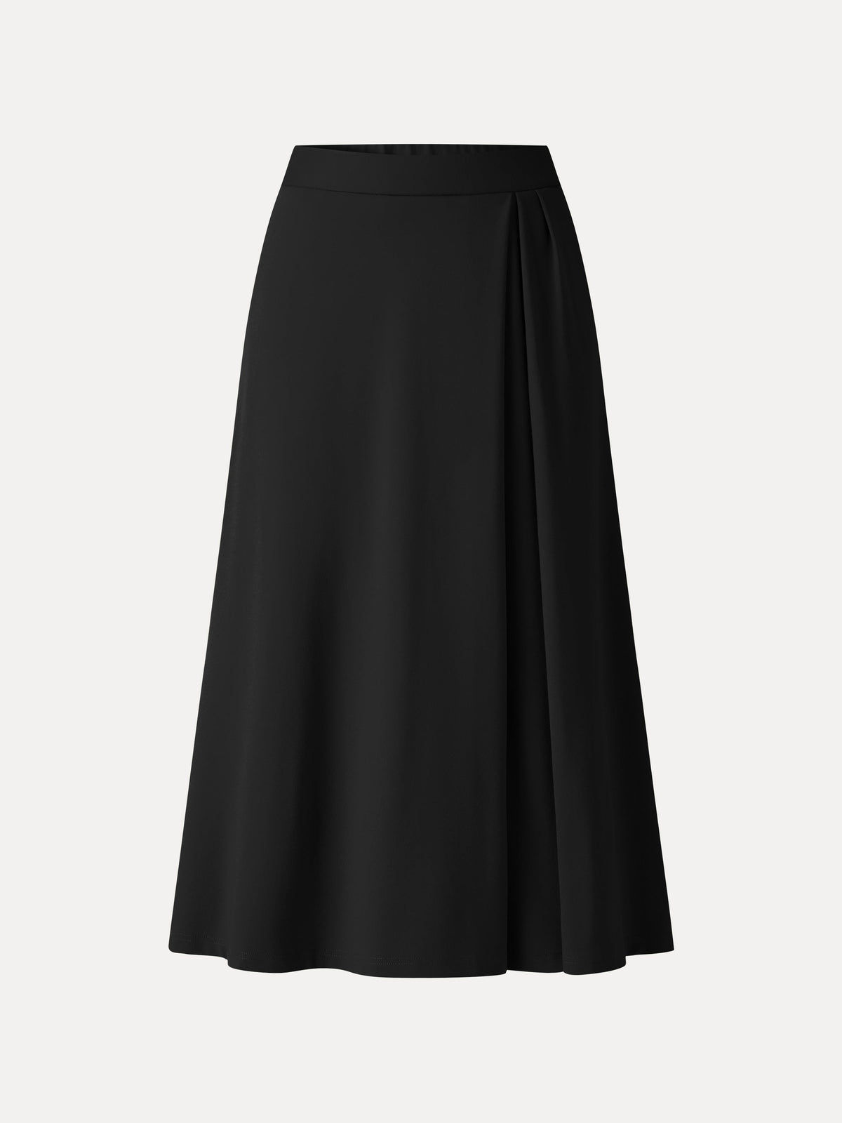 OGLmove Women's Ponte Mid-Rise Tucked A-Line Midi Skirt with Pockets