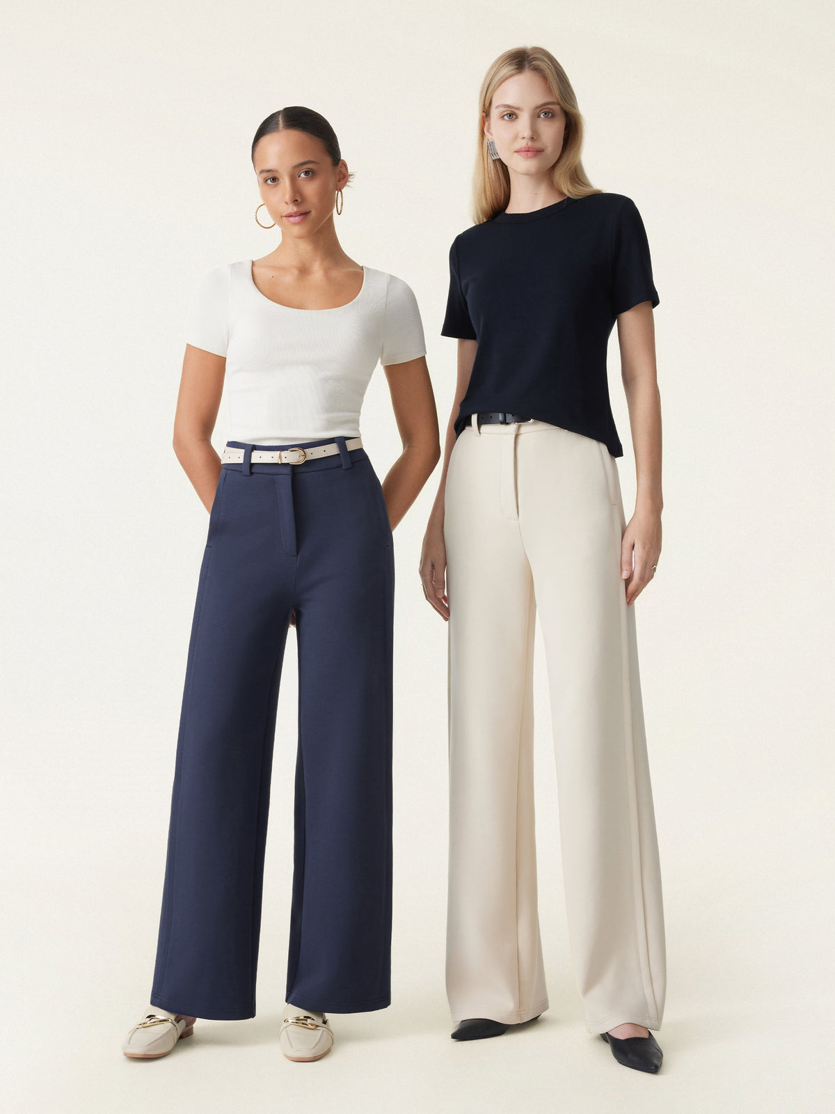 OGLmove Women's Stretchy Mid-Rise Wide-Leg Trouser