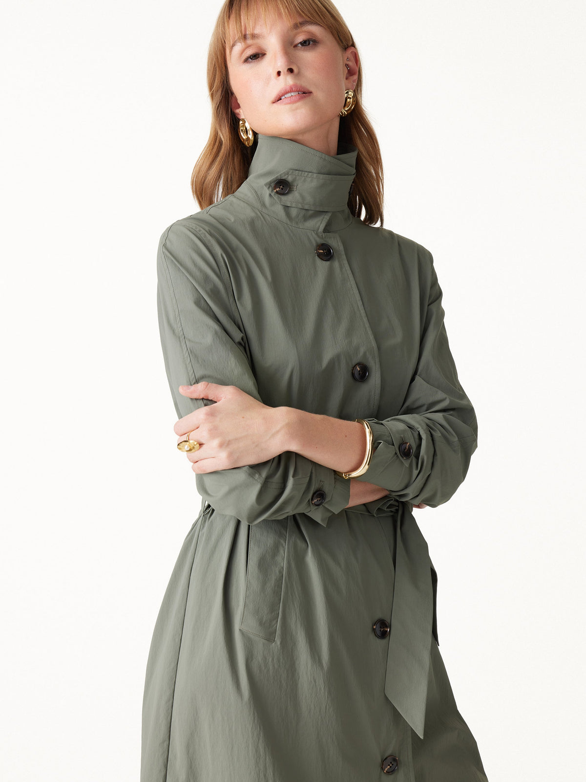 OGLmove Women's Lightweight Water-Repellent Notched Collar Trench Coat