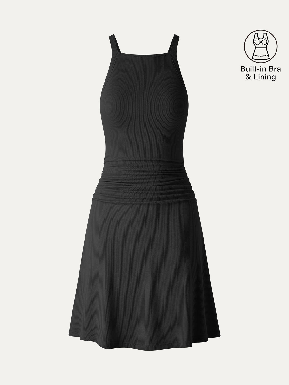 OGLmove Women's CoolTouch Square Neck Ruched Mini Bra Dress