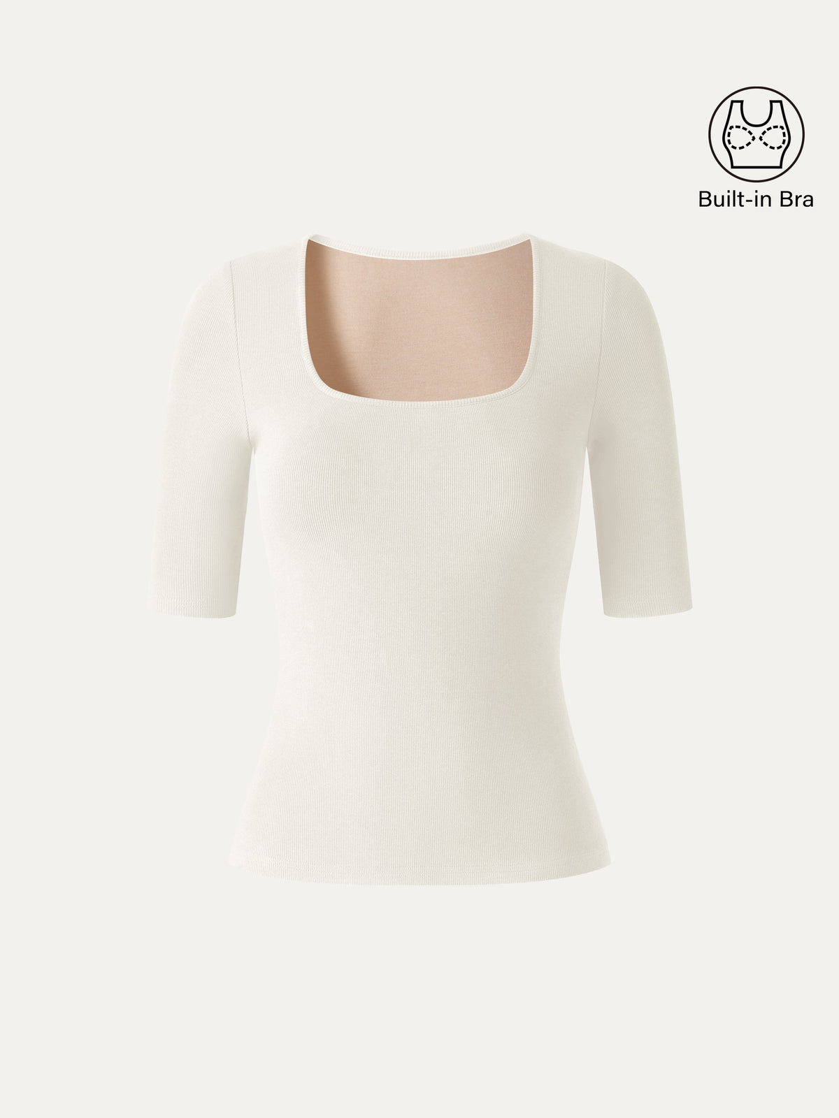 OGLmove Women's Square Neck Elbow Sleeve Bra Top