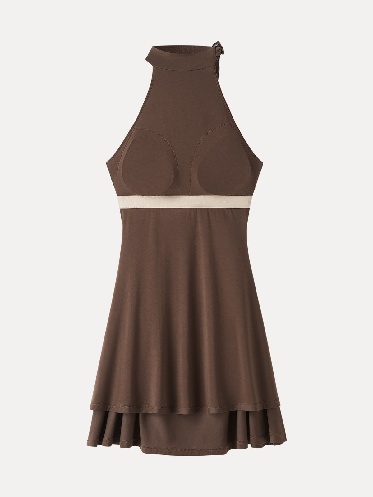 OGLmove Women's Milky Matte Mockneck Bow Tie Ruched Mini Bra Dress