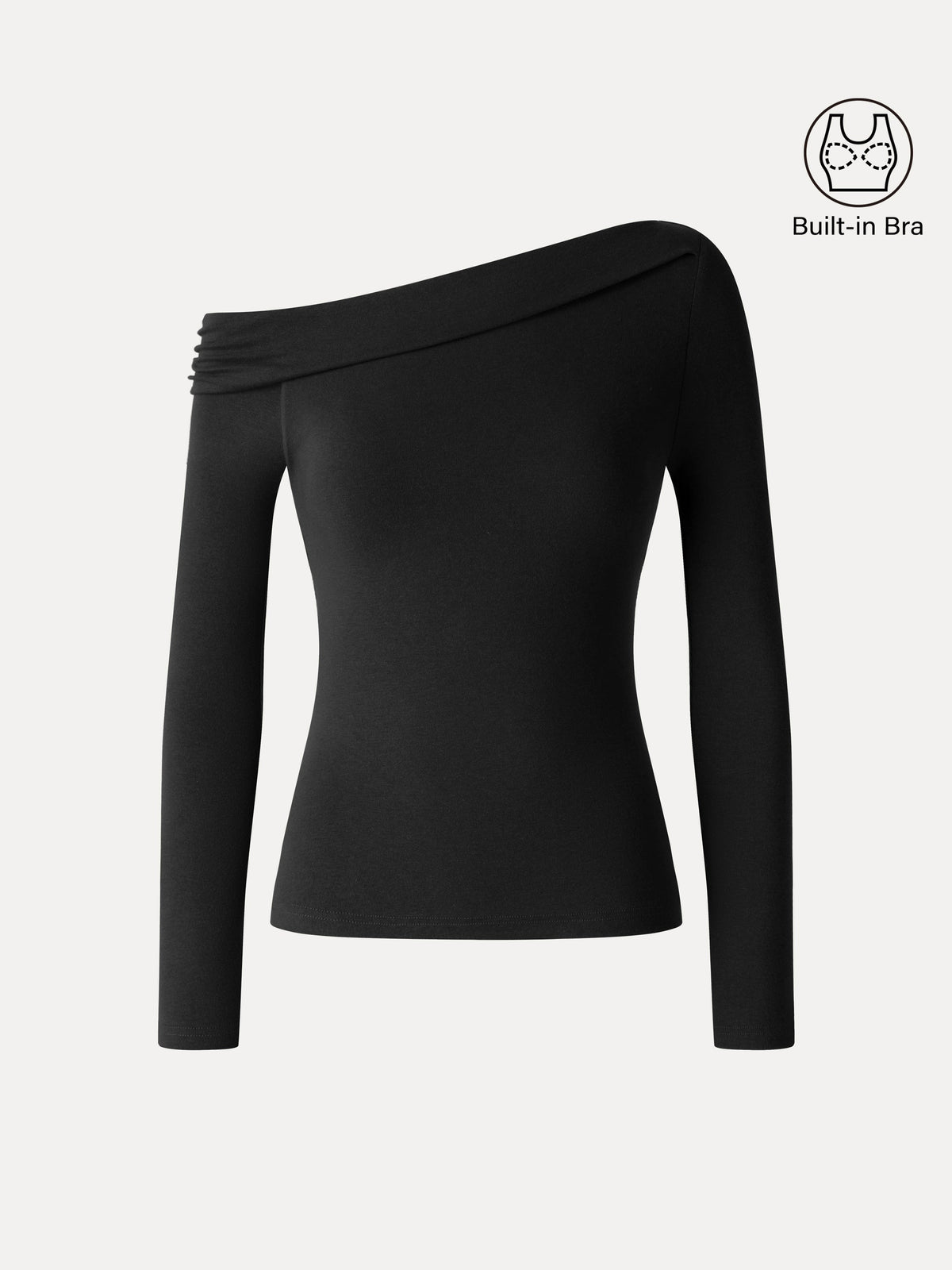 OGLmove Women's Eco-Mousse Asymmetrical Neck Long Sleeve Bra Top