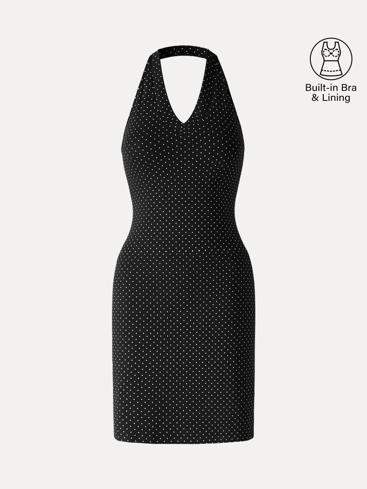 OGLmove Women's Stretch Cotton Halter Neck Polka Dot Mini Bra Dress