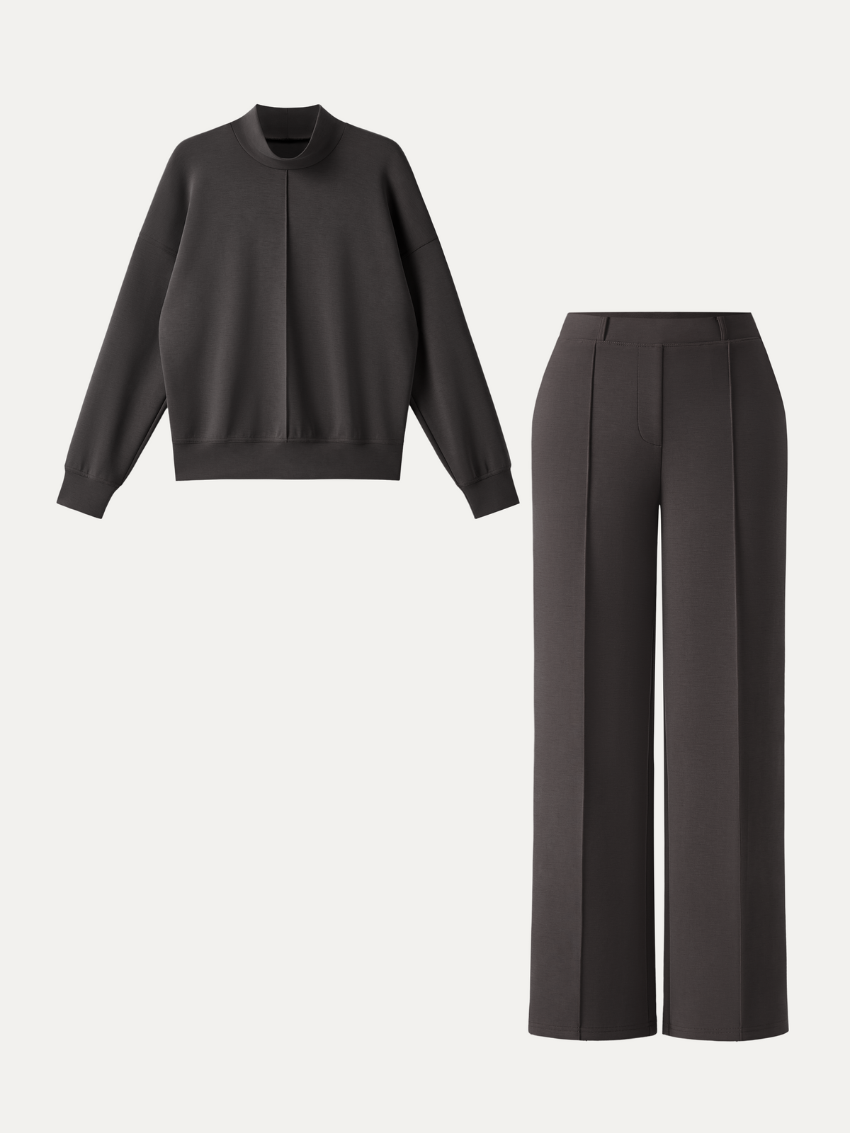 OGLmove Women's Mockneck Pullover & Mid Rise Straight Leg Pants Set