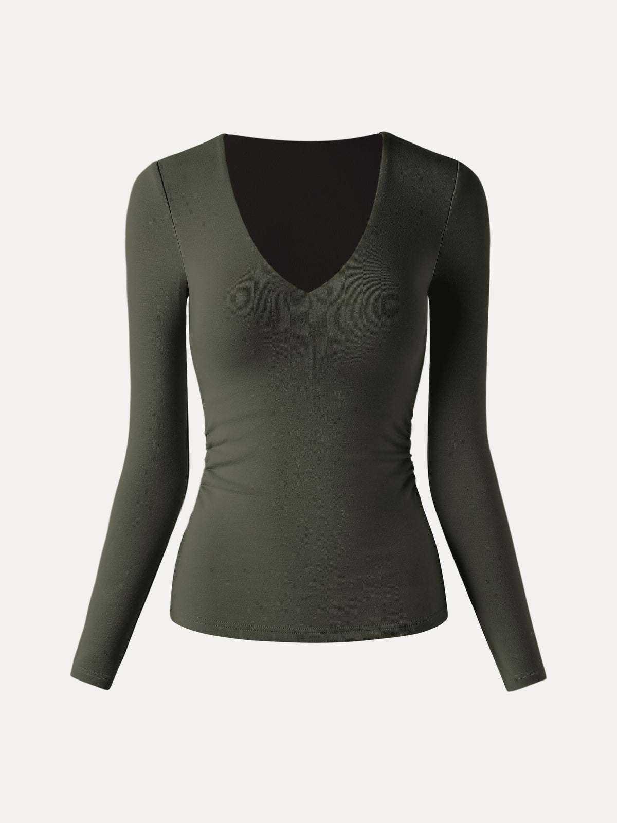 OGLmove Women's Eco-Mousse® V-Neck Long Sleeve Side-Tuck Bra Top