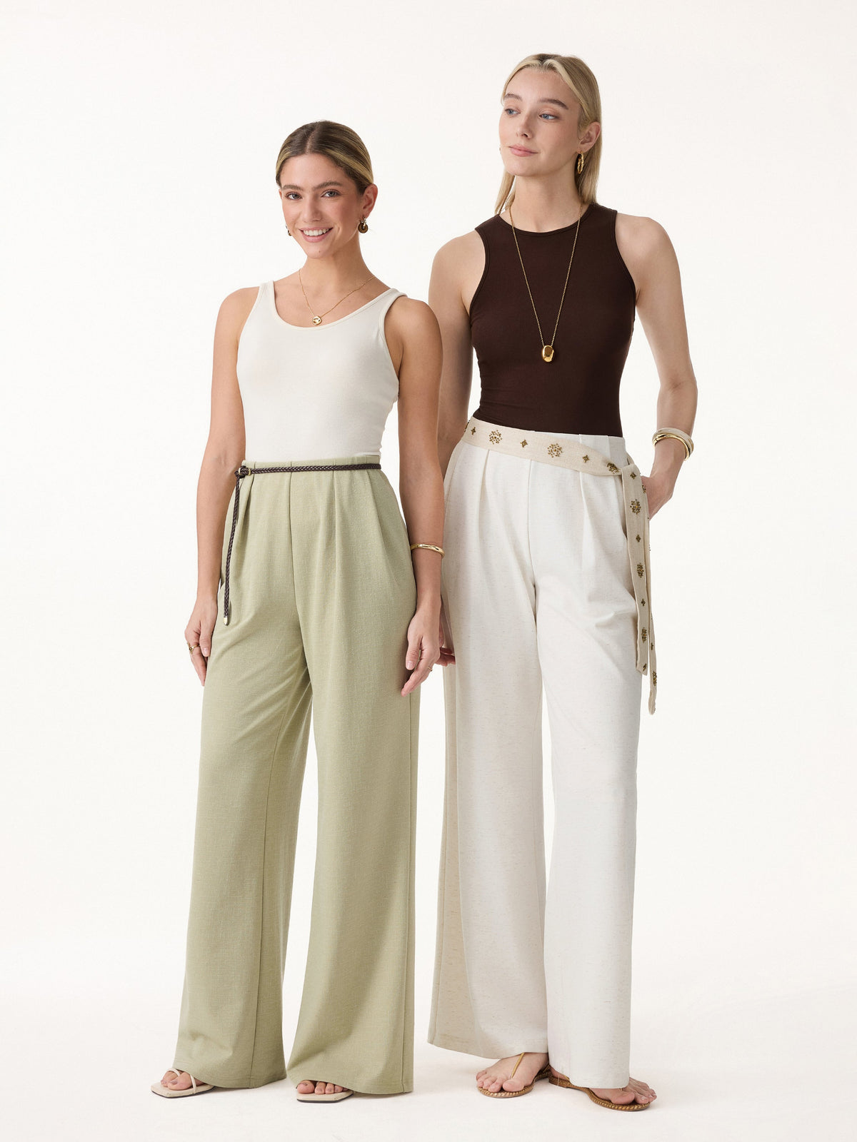 OGLmove Women's Airy Stretch Linen-Like Wide Flare Pants