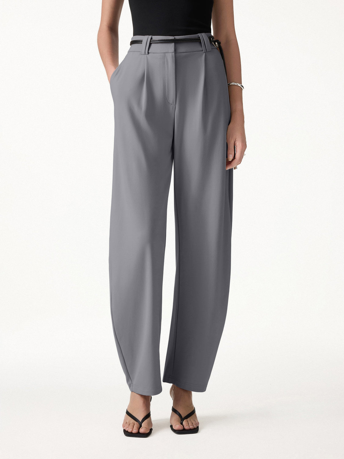 OGLmove Women's Ponte High-Rise Cropped Barrel Pants