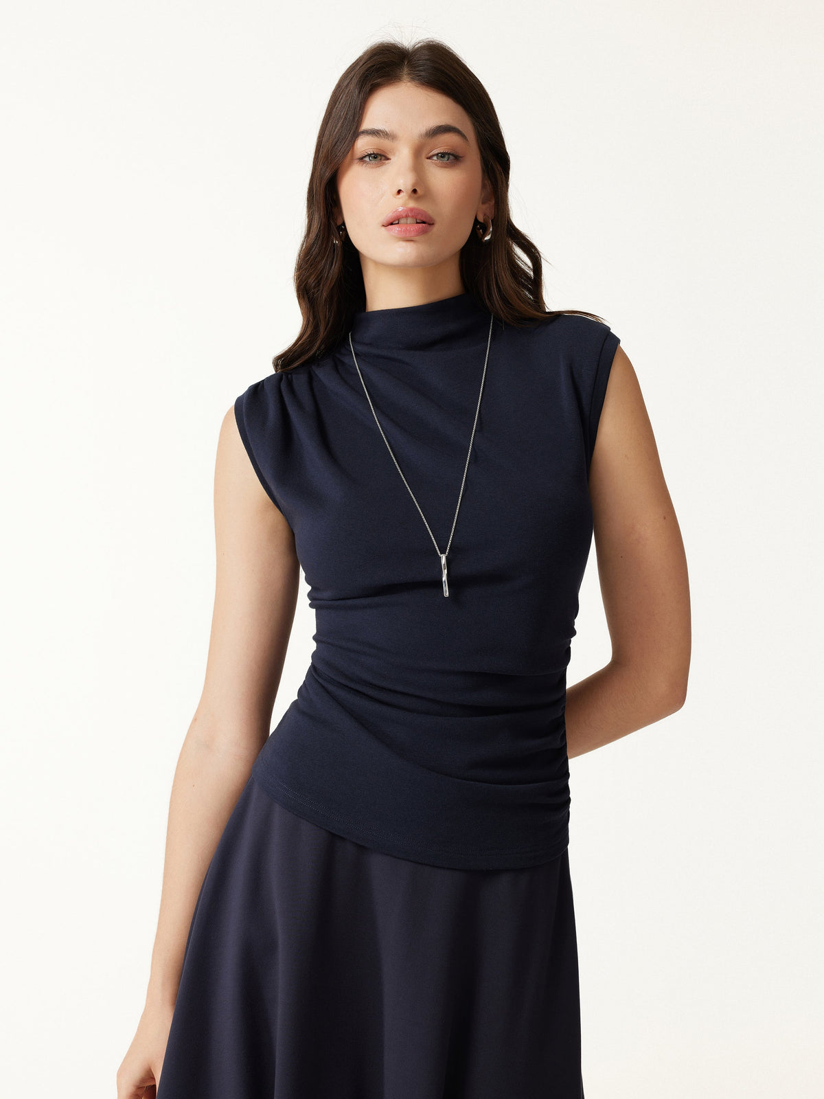 OGLmove Women's Mock Neck Sleeveless Ruched Top