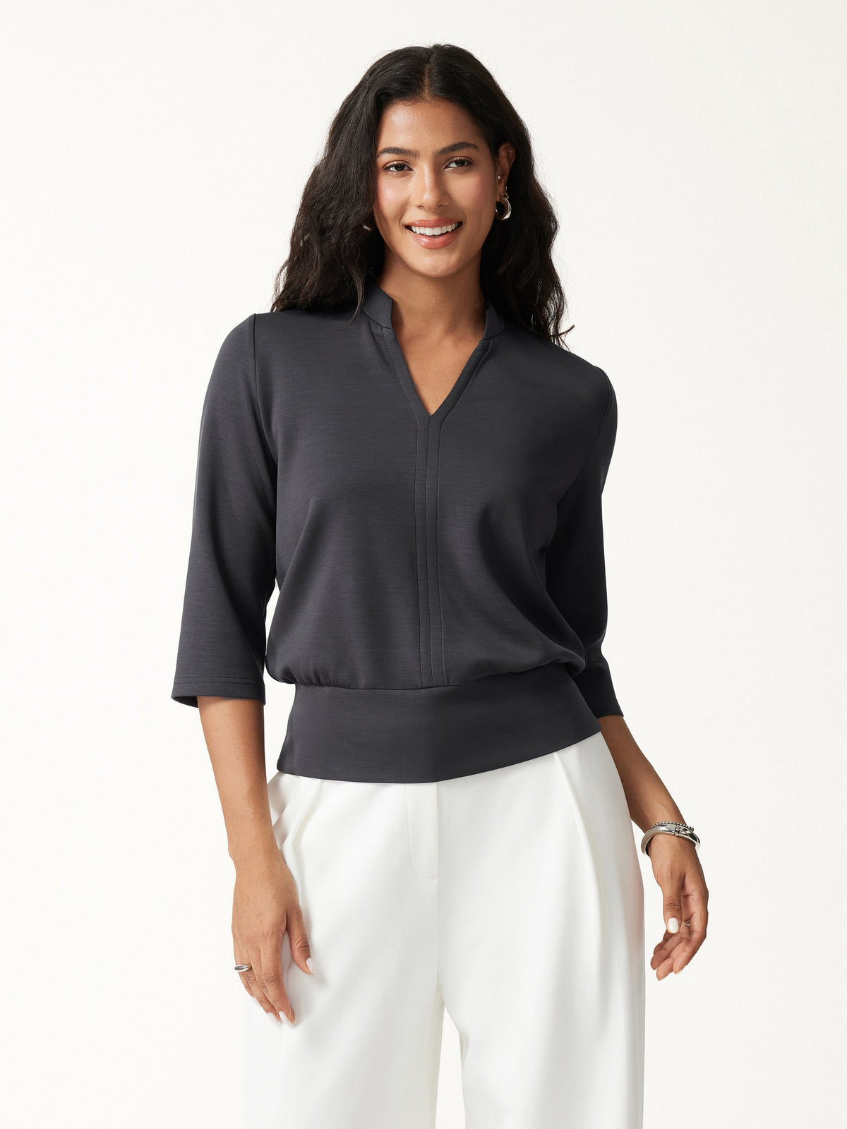 OGLmove Women's 2-Piece V-Neck Top and Wide Leg Pants Set
