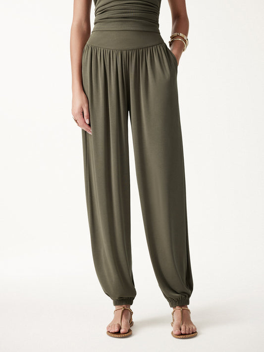 OGLmove Women's Sandwashed Modal High Rise Balloon Pants