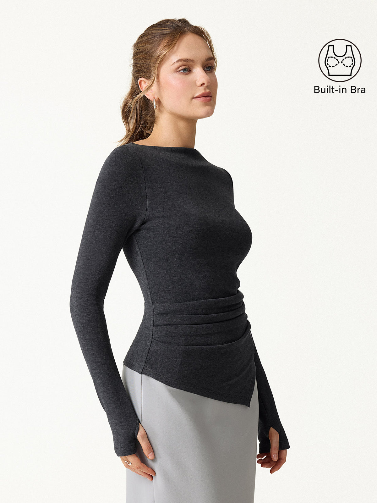 OGLmove Women's ProWarm Boatneck Side Tucks Bra Top