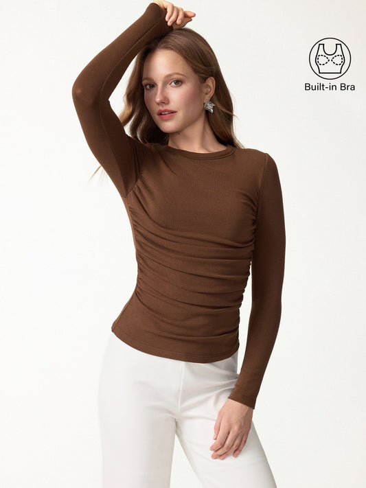 OGLmove Women's Eco-Mousse® Roundneck Ruched Bra Top