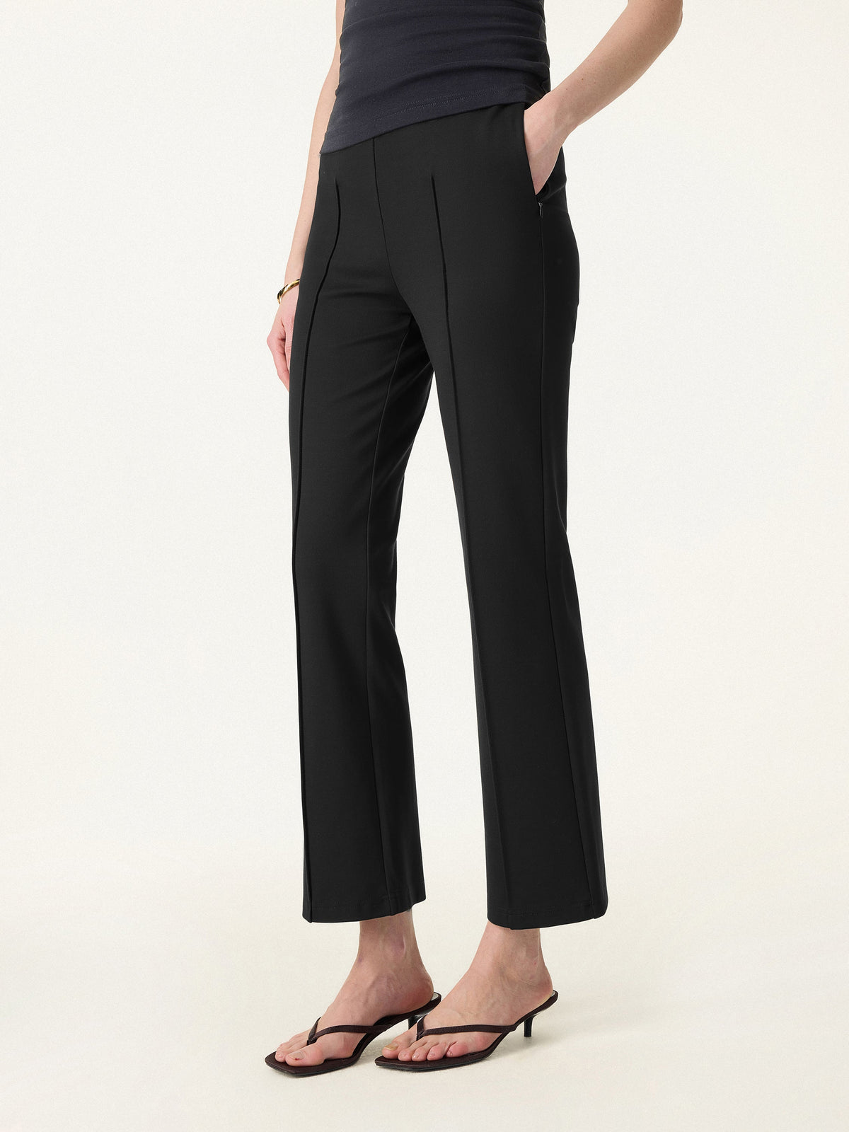 OGLmove Women's Wrinkle-Resistant High-Rise Cropped Flare Leg Travel Pants