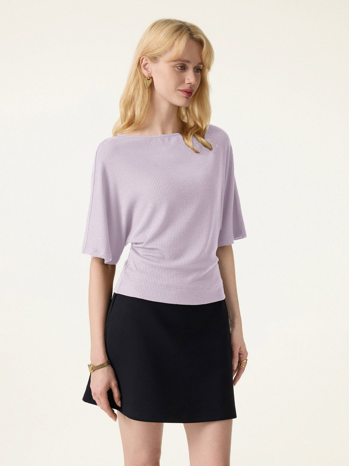 OGLmove Women's Soft Ribbed Boatneck Relaxed Top