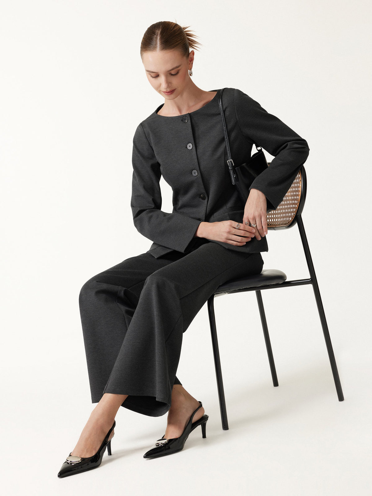 OGLmove Women's Jacket & Mid-Rise Wide-Leg Pants Set