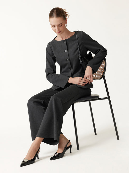 OGLmove Women's Jacket & Mid-Rise Wide-Leg Pants Set