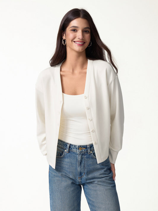 OGLmove Women's Modal Spacer Knit V-Neck Cardigan