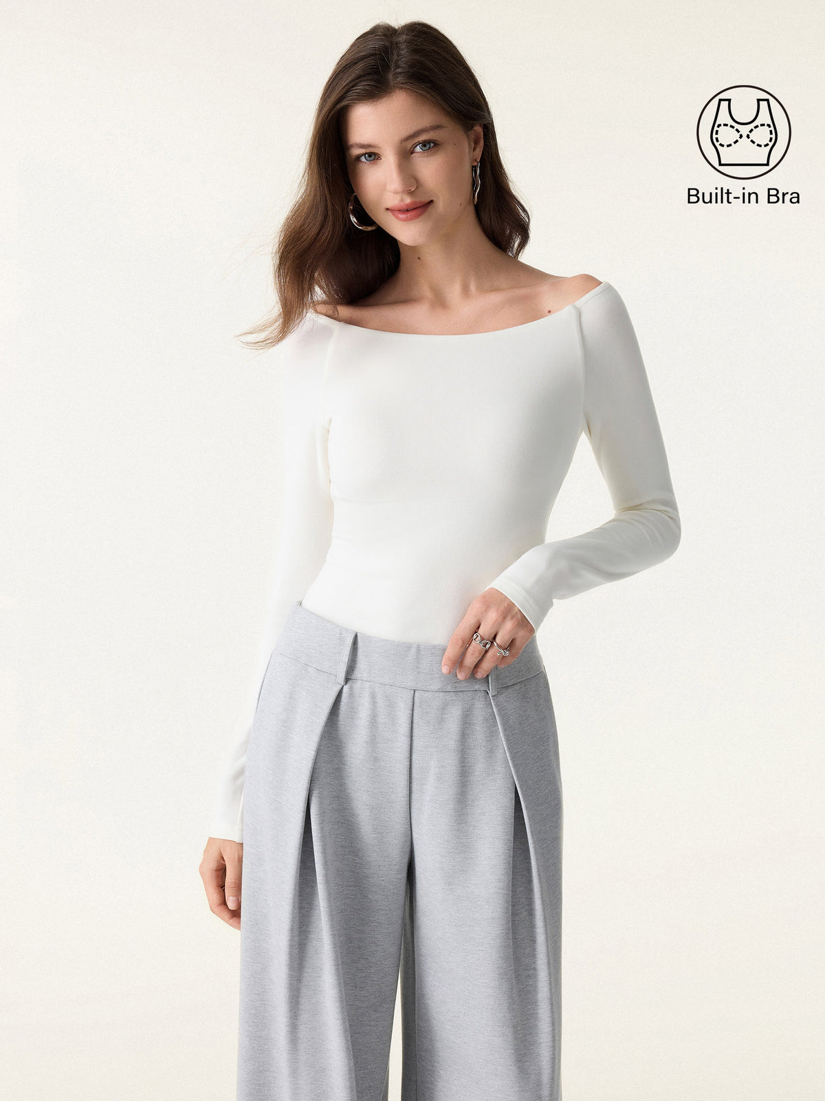 OGLmove Women's Eco-Mousse Slash Neck Raglan Sleeve Bra Top