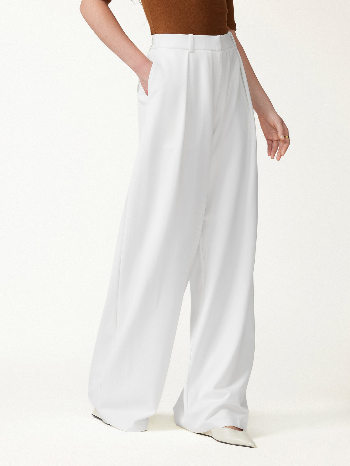 OGLmove Women's Not-See-Thru High-Rise Wide-Leg Pants