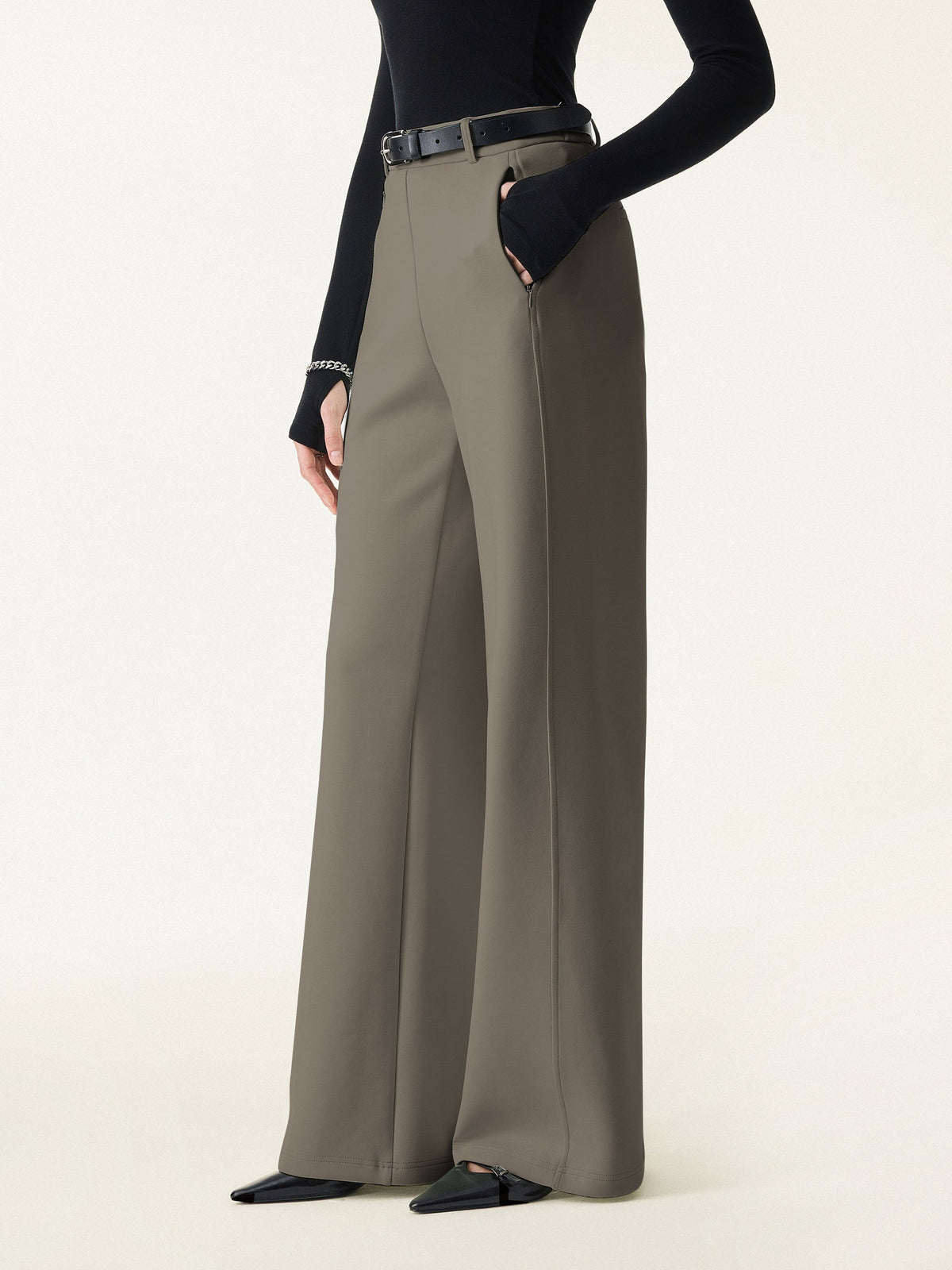OGLmove Women's Stretch Cotton Blend Slimming High-Rise Wide-Leg Pants