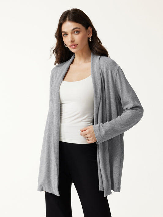 OGLmove Women's Eco-Mousse Lapel Long Sleeve Belted Cardigan