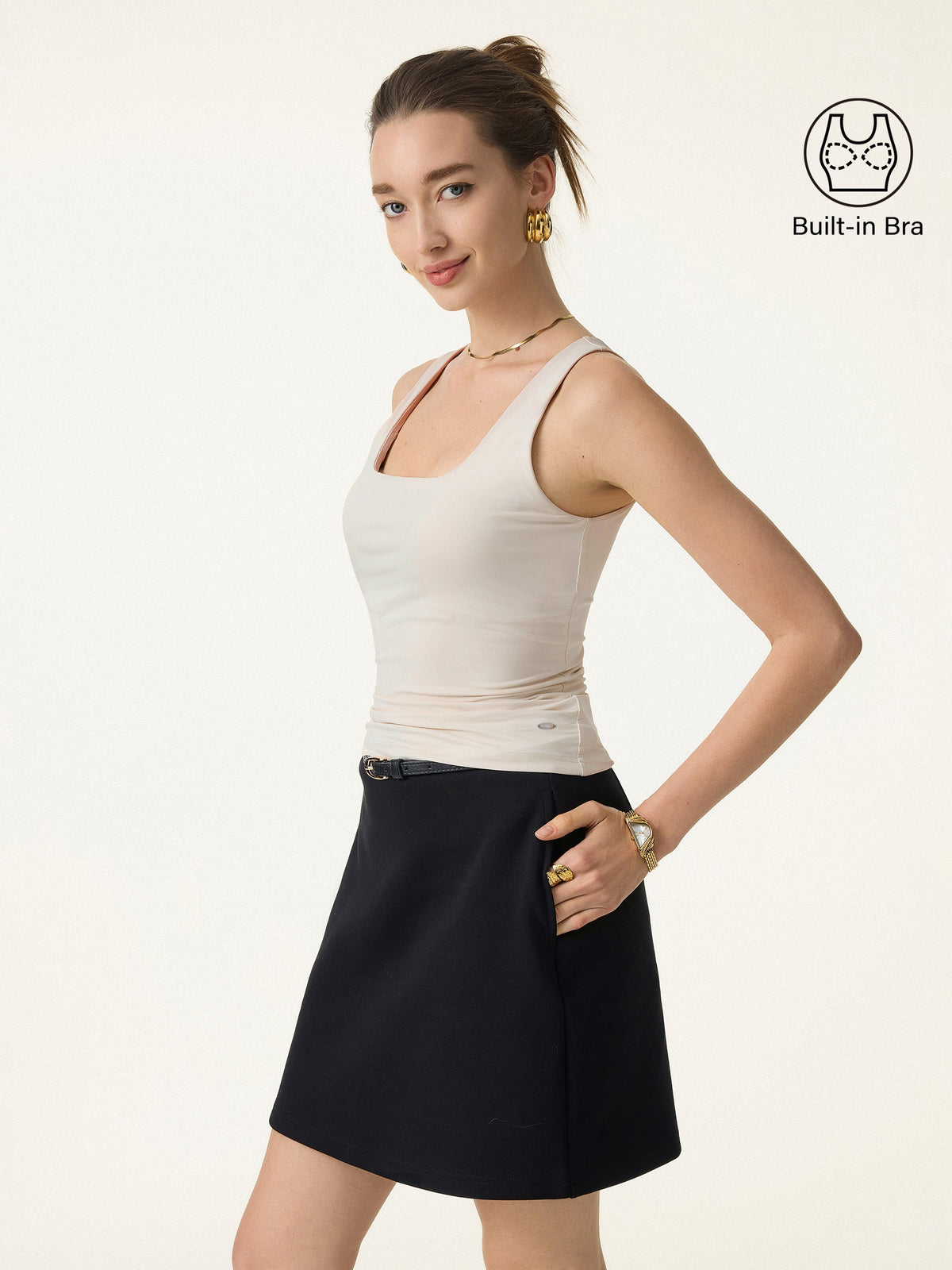 OGLmove Women's Eco-SkinKiss® Square Neck Bandless Bra Tank