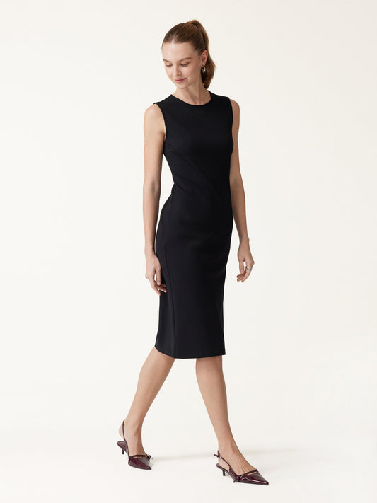 OGLmove Women's Ponte Round Neck Column Midi Dress