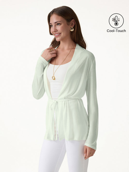 OGLmove Women's Airy Soft Open Front Cardigan with Tie