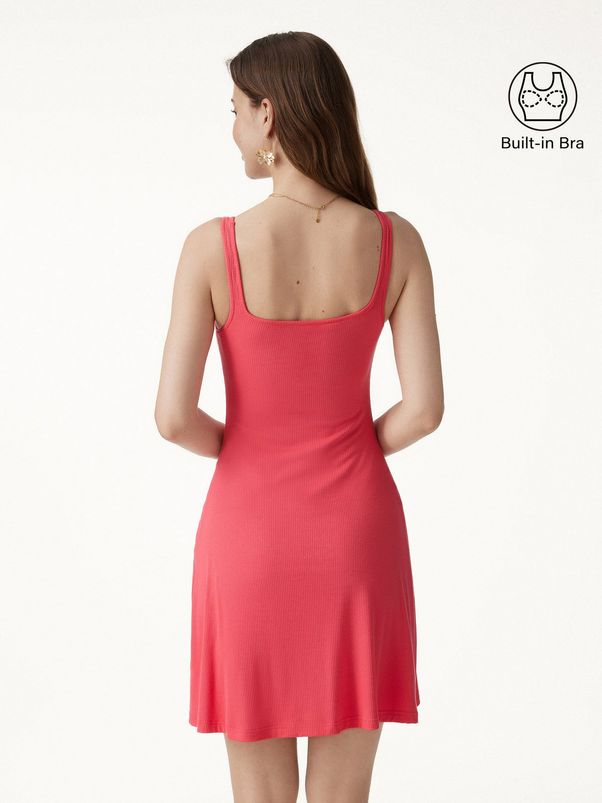 OGLmove Women's CoolTouch Square Neck Sleeveless Bra Dress