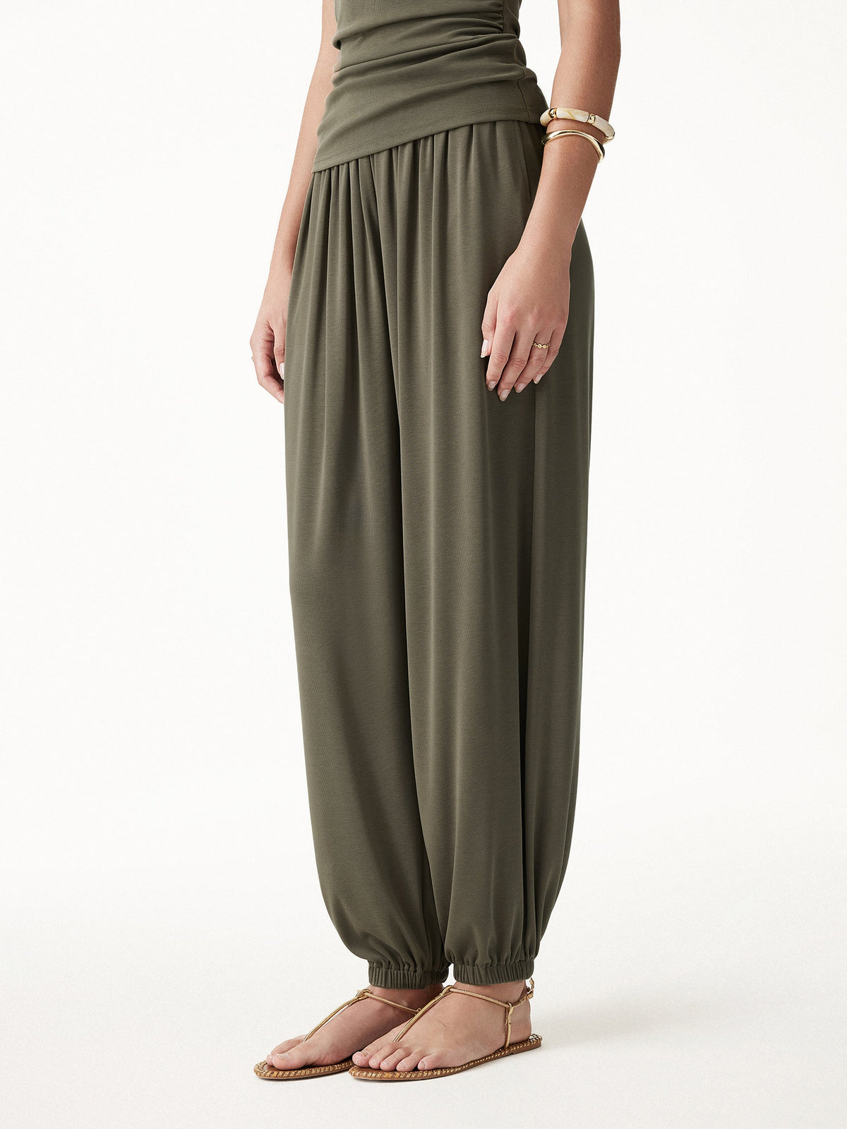 OGLmove Women's Sandwashed Modal High-Rise Balloon Pants