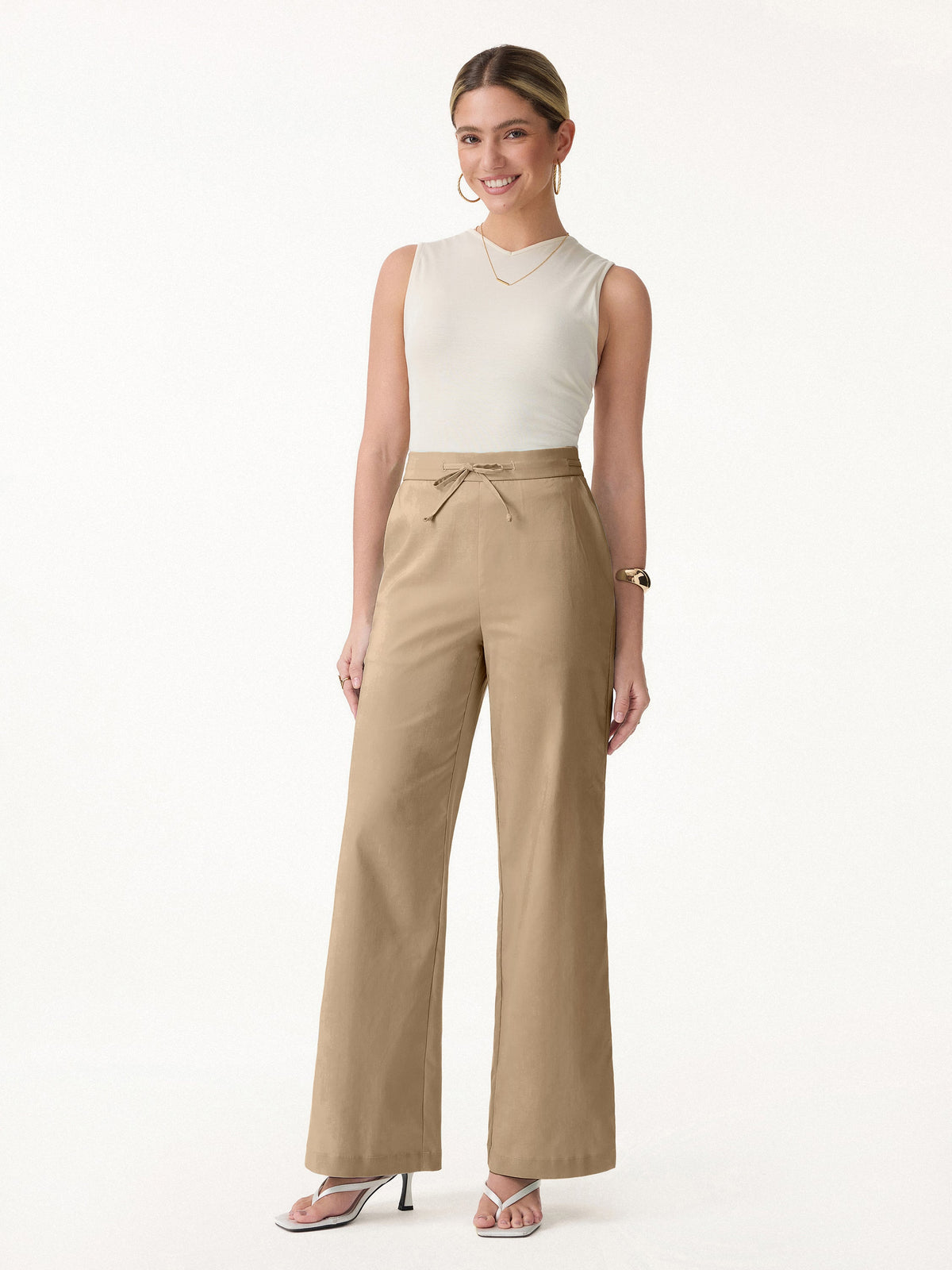 OGLmove Women's Drawstring Wide Leg Pants with Pockets