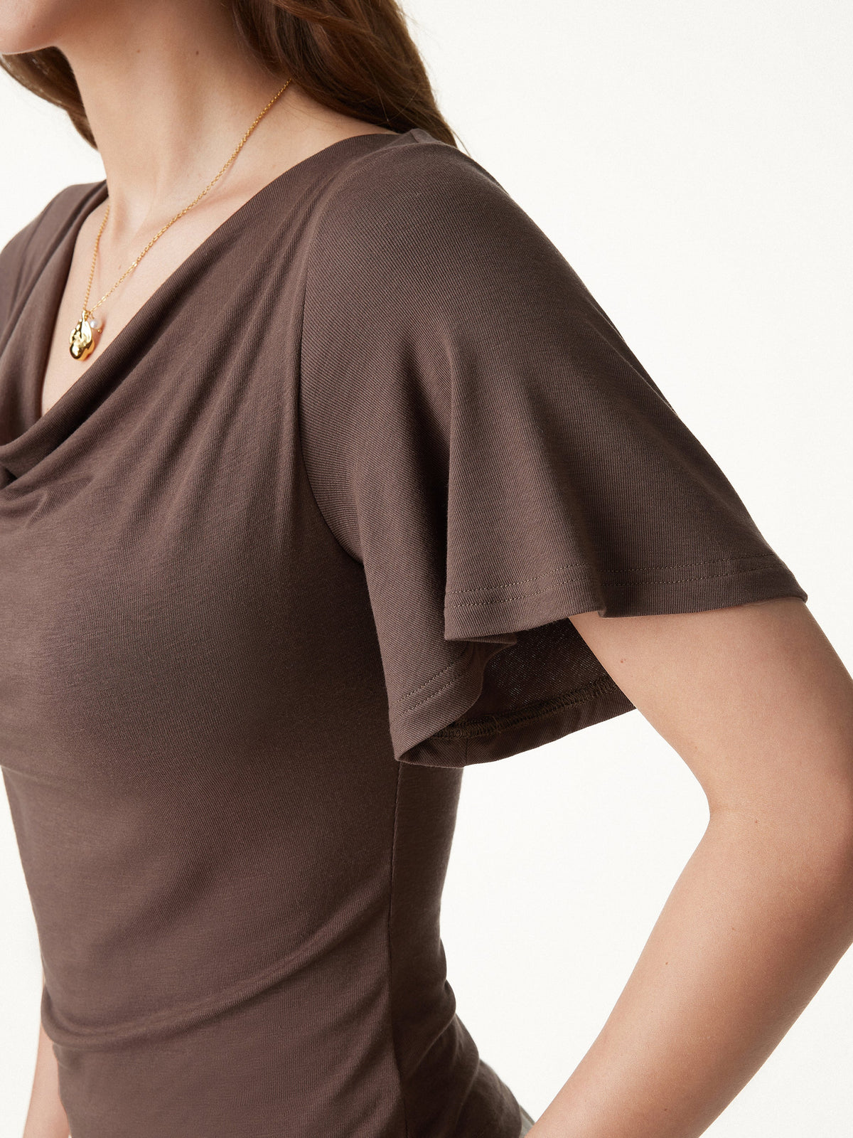 OGLmove Women's Cowl Neck Flutter Sleeve Bra Top