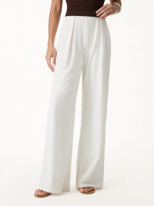 OGLmove Women's Airy Stretch Linen-Like Wide Flare Pants with Pockets