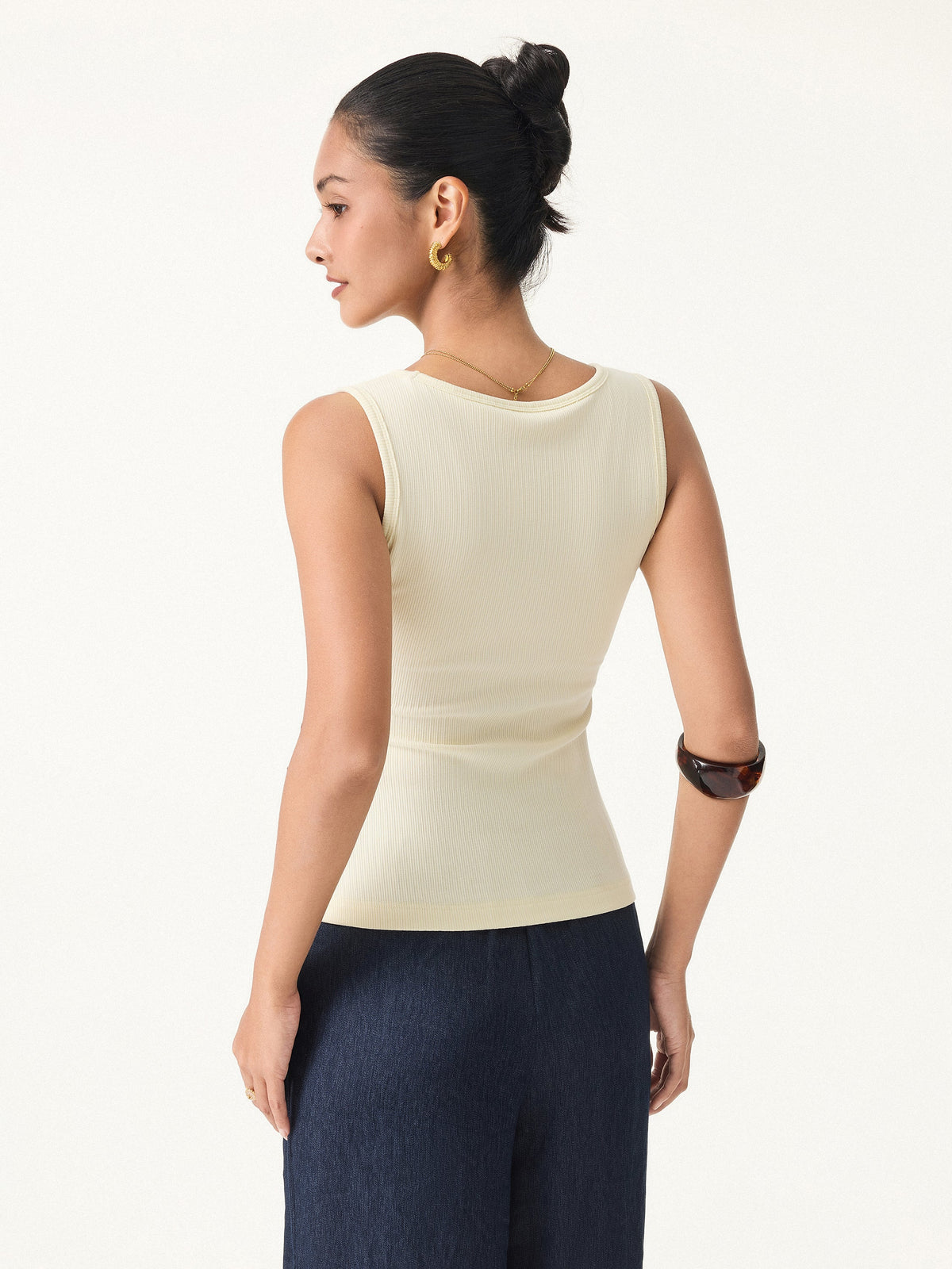 OGLmove Women's Stretch Cotton Pointelle V-Neck Bra Tank Top
