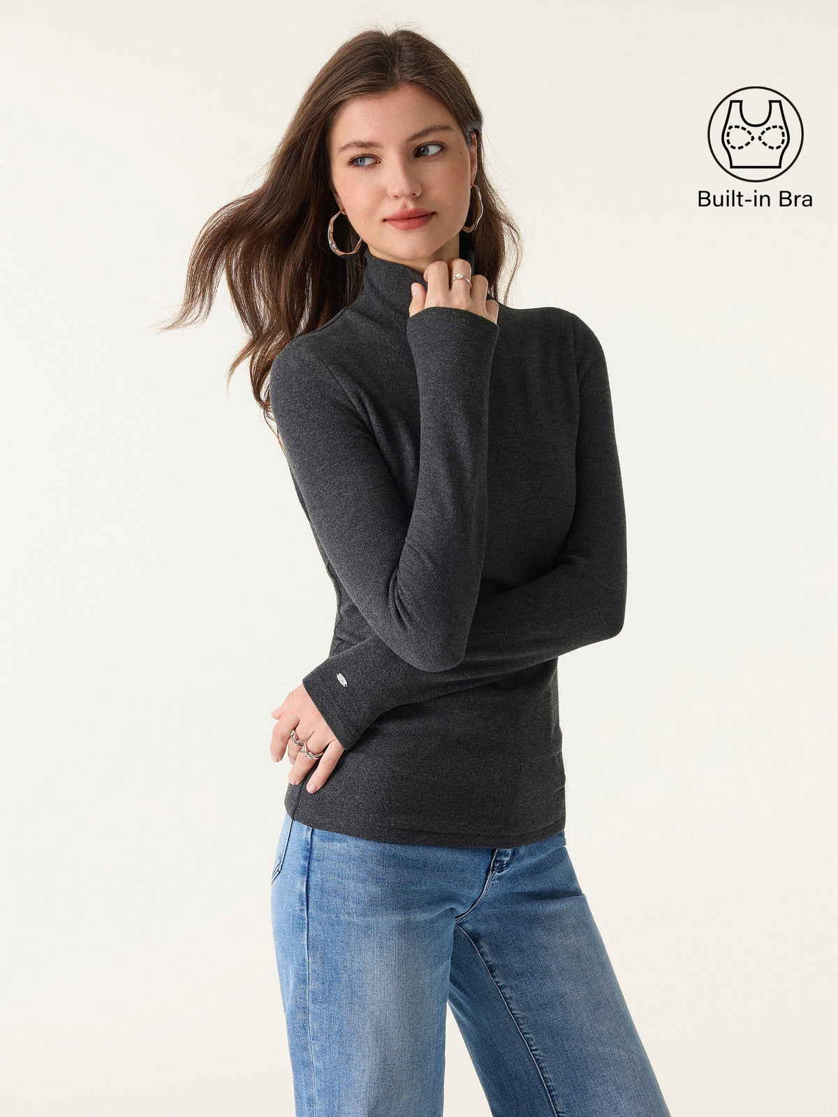 OGLmove Women's MaxWarm Turtleneck Long Sleeve Bra Top