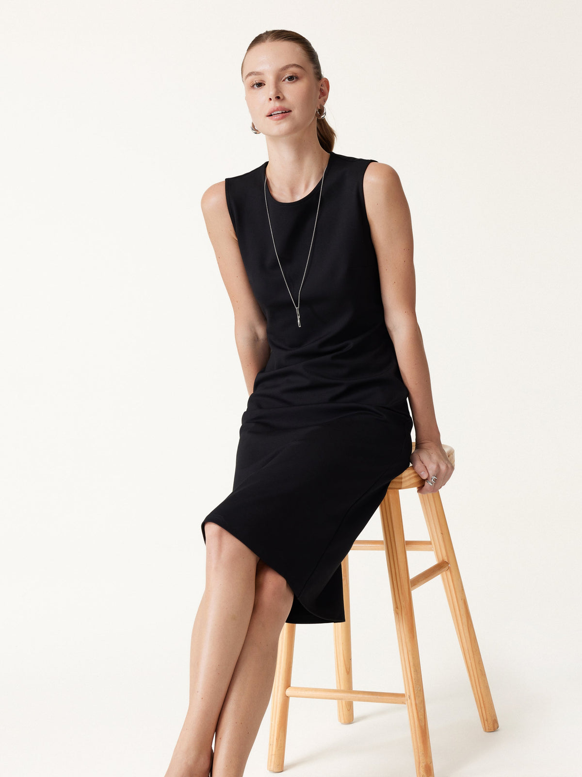 OGLmove Women's Ponte Round Neck Column Midi Dress