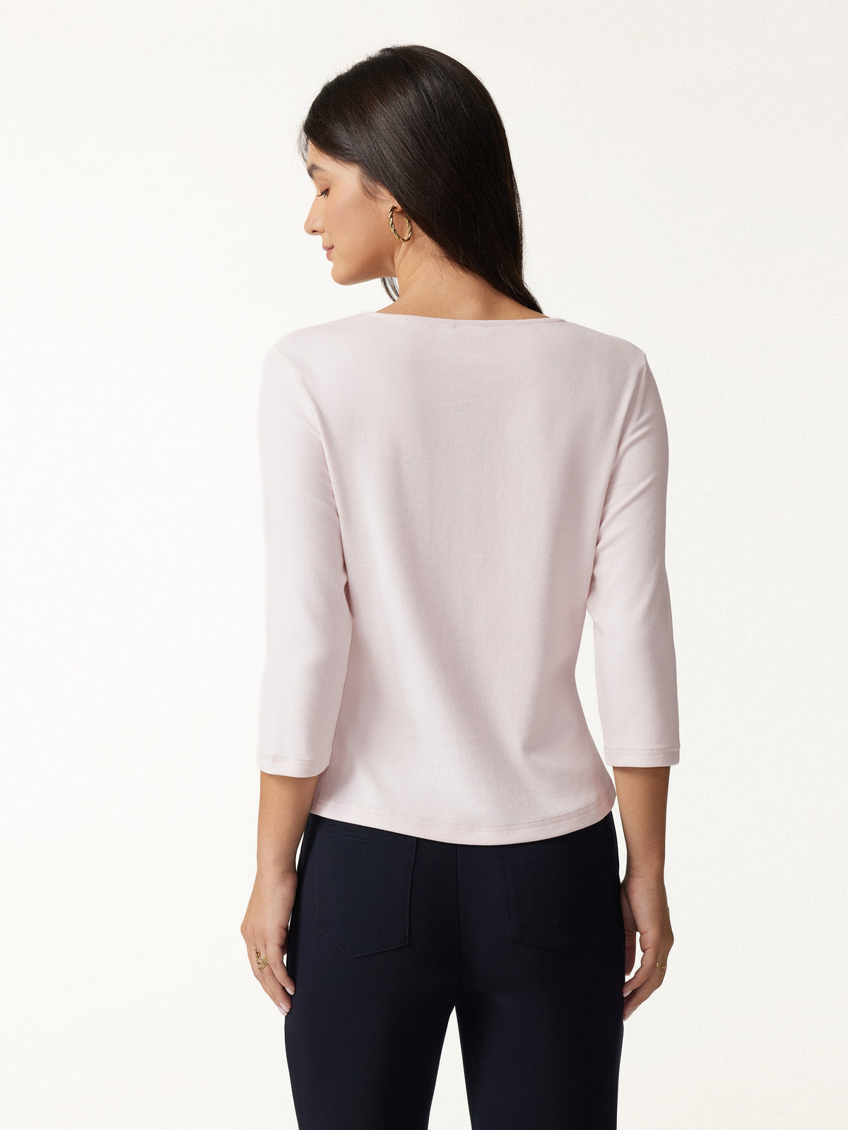OGLmove Women's Cotton Lyocell Round Neck Tucked Top