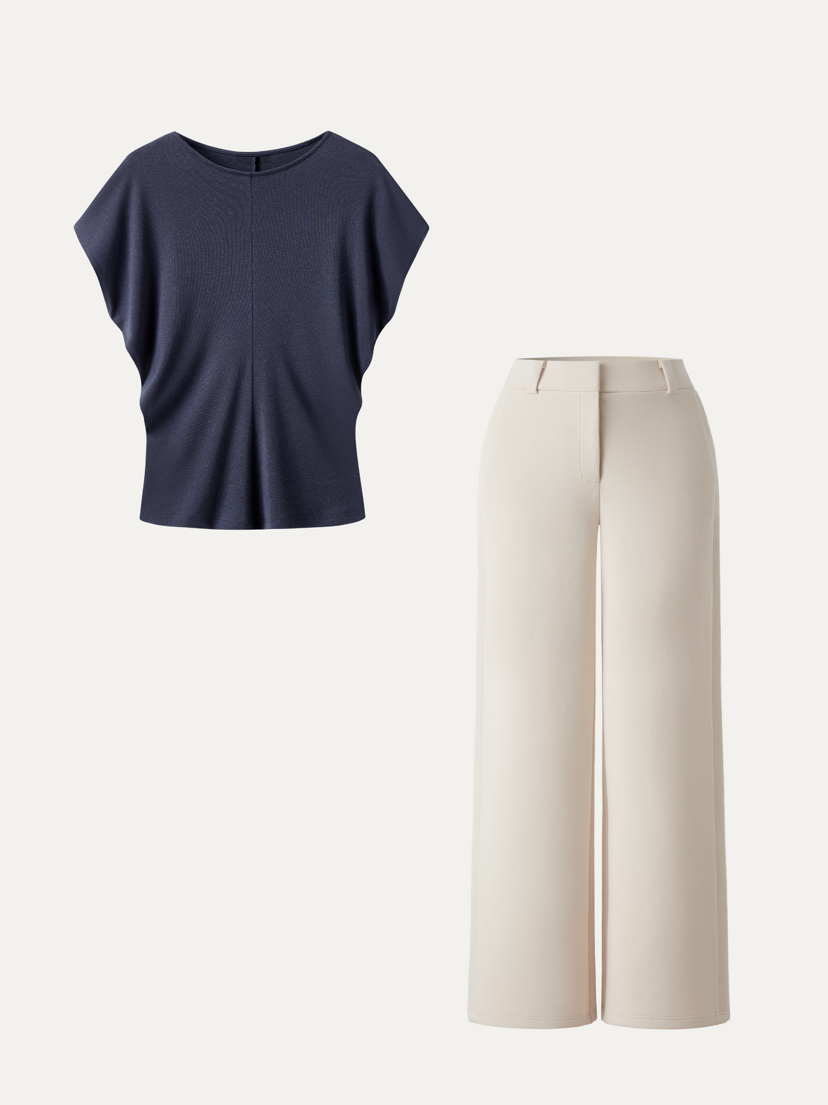 OGLmove Women's Relaxed Top and Mid-Rise Wide-Leg Trousers Set