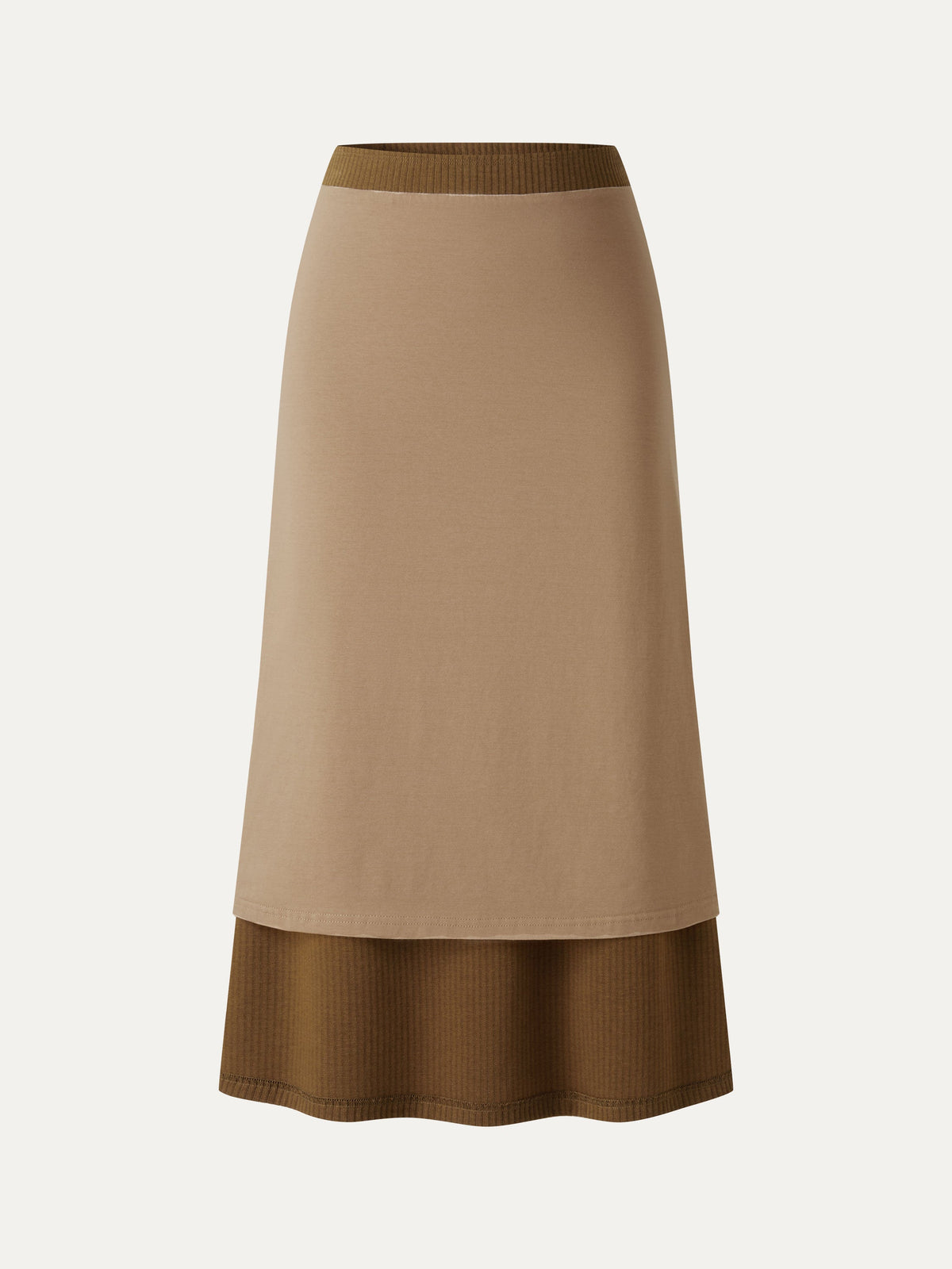 OGLmove Women's Textured Cotton Blend Mid-Rise A-Line Midi Skirt