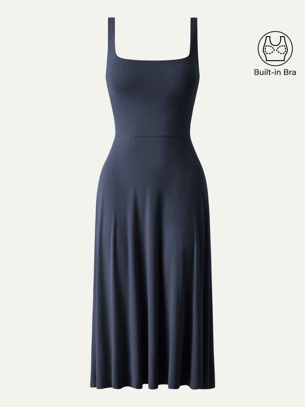 OGLmove Women's Square Neck Flowy Airy Bra Midi Dress