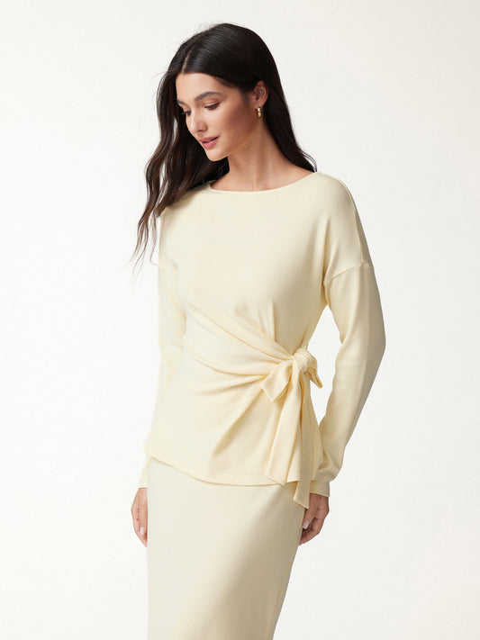 OGLmove Women's Eco-Mousse® Boatneck Long Sleeve Tie-Waist Top