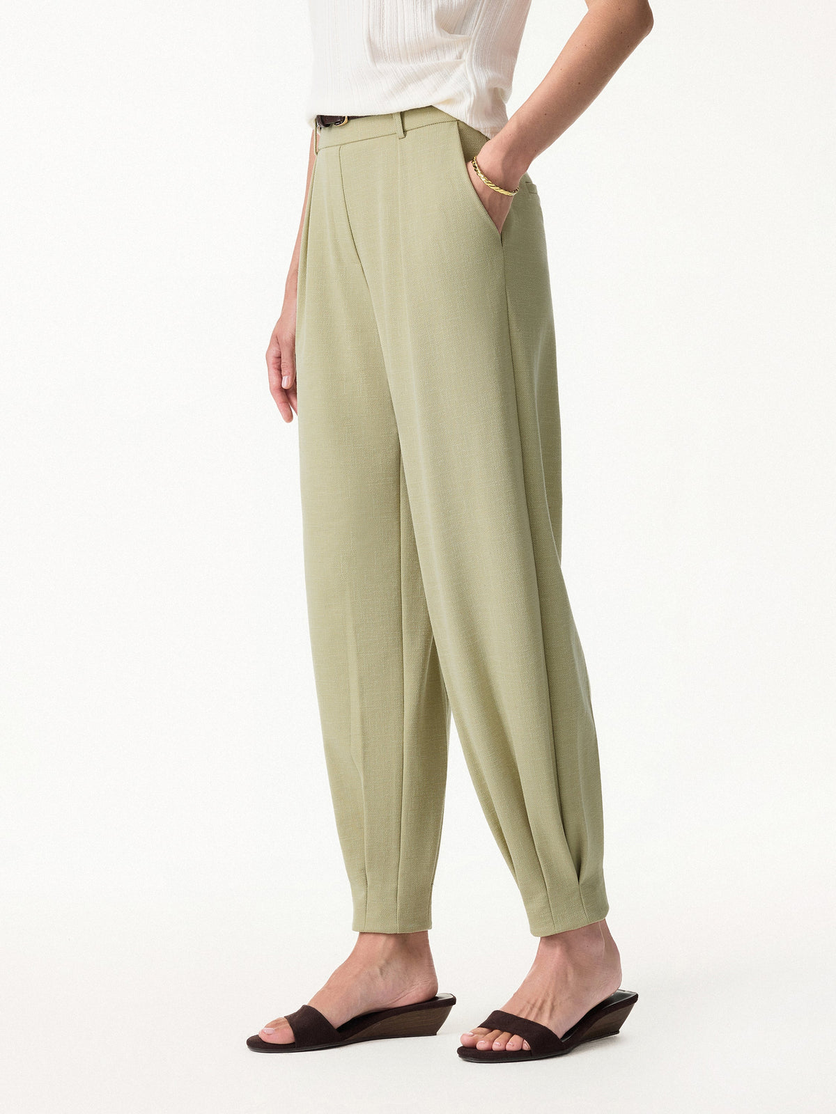 OGLmove Women's Stretch Linen-Like Wrinkle-Resistant Tapered Pant