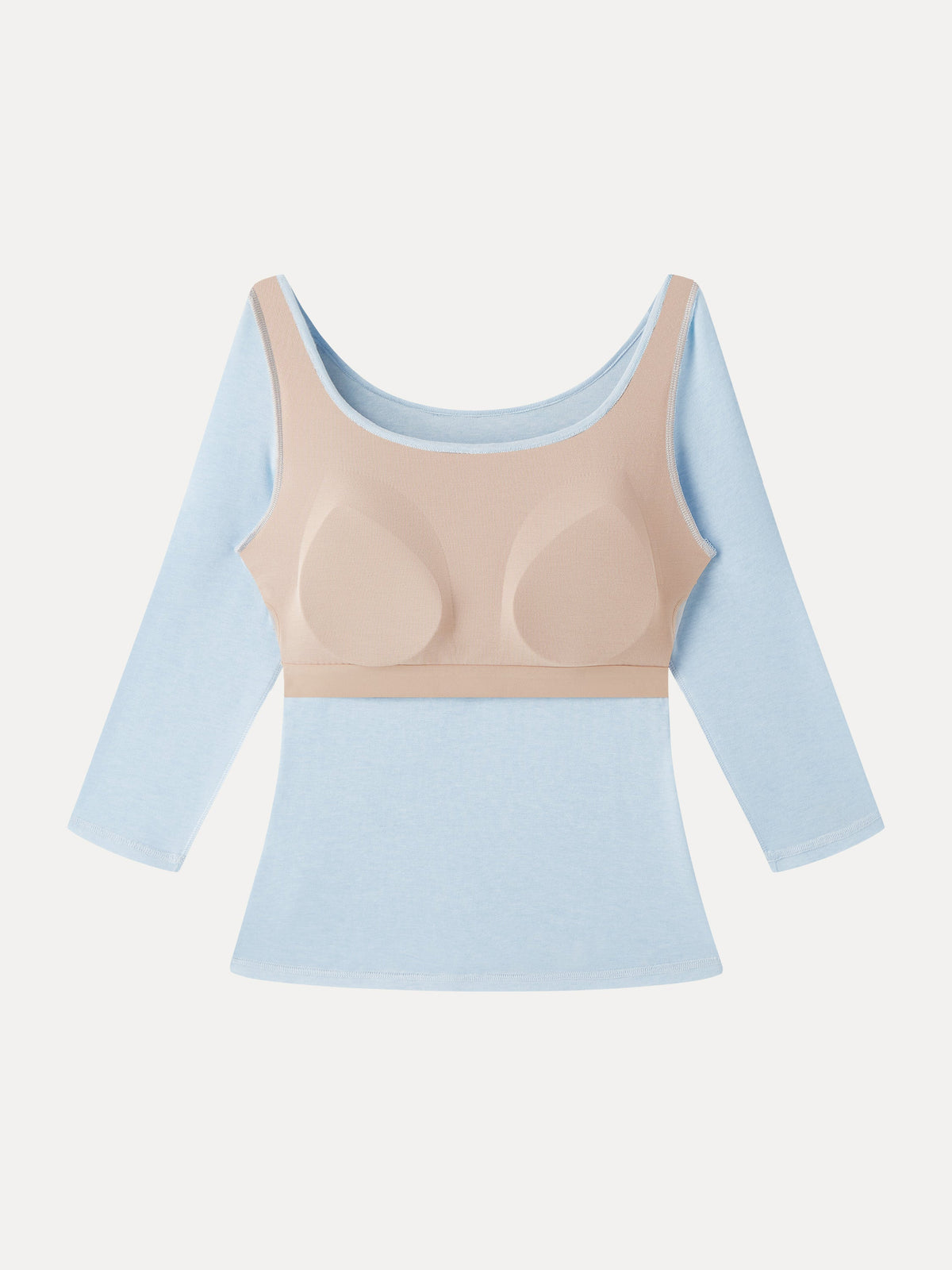 OGLmove Women's Lyocell-Wool Scoop Neck 3/4 Sleeve Bra Top