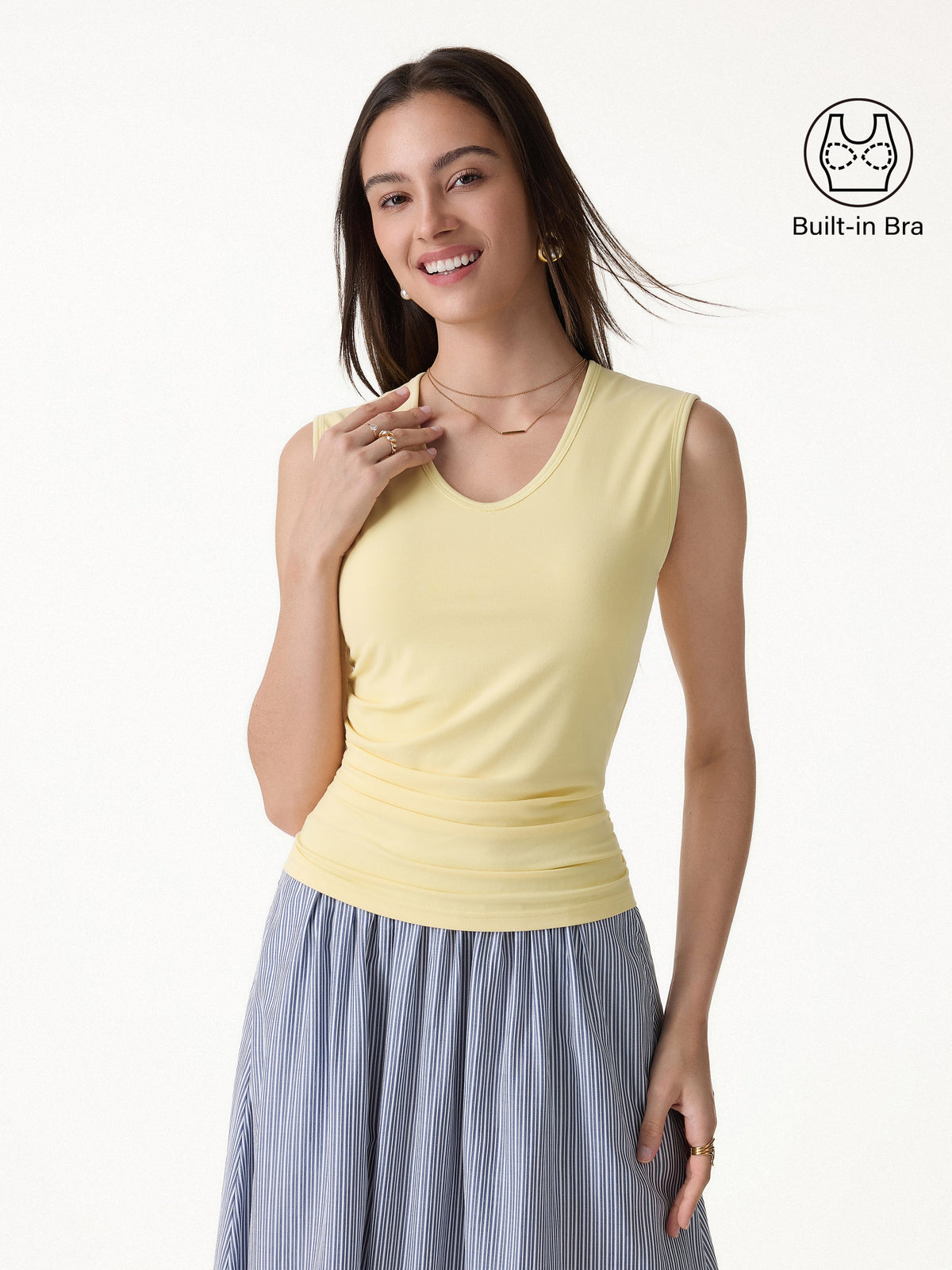 OGLmove Women's U-Neck Tucked Sleeveless Bra Top